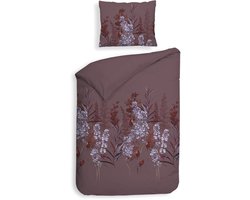 Heckettlane Dekbedovertrek Mino - Bedlinnen met Bloemen print - 140x200-220 cm - Paars - Dekbedovertrek van 100% Katoen-Flanel