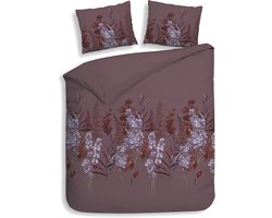 Heckettlane Dekbedovertrek Mino - Bedlinnen met Bloemen print - 200x200-220 cm - Tweepersoons - Paars - Dekbedovertrek van 100% Katoen-Flanel