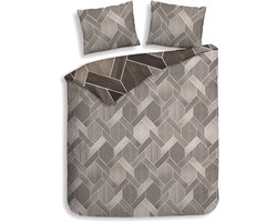 Heckettlane Dekbedovertrek Murdock - Bedlinnen met Abstract print - 240x220 - Bruin - Dekbedhoes van 100% Katoen-Satijn
