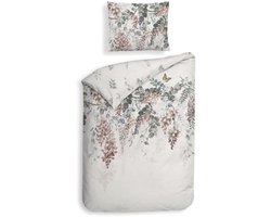 Heckettlane Dekbedovertrek Nina - Dekbed met instopstrook - Wit - 100% Katoen-Satijn - Bloemen - 140x220 + 1 sloop 60/70 cm - Lyon