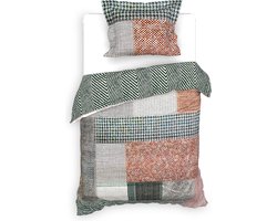 Heckettlane Dekbedovertrek Ron - Bedlinnen met Patchwork print - 140x220 - Multi - Dekbedhoes van 100% Katoen-Twill