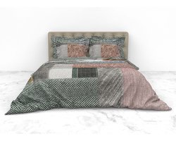 Heckettlane Dekbedovertrek Ron - Bedlinnen met Patchwork print - 240x220 - Multi - Dekbedhoes van 100% Katoen-Twill