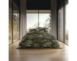 Heckettlane Dekbedovertrek Rua - Forest Green - Dekbedovertrek van 100% Katoen-Satijn - Dekbedovertrek 260x200-220 cm - Lits-Jumeaux XL - Puketi