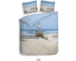 Heckettlane Dekbedovertrek Spiaggia - Bedlinnen met Zee print - 200x220 - Multi - Dekbedhoes van 100% Katoen-Satijn