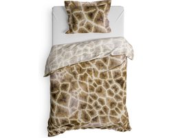 Heckettlane Dekbedovertrek Tyra - Bedlinnen met Dieren print - 140x220 - Bruin - Dekbedhoes van 100% Katoen-Satijn