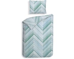 Heckettlane Dekbedovertrek Vita - Bedlinnen met Abstract print - 140x220 - Blauw - Dekbedhoes van 100% Katoen-Flanel