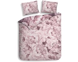 Heckettlane Dekbedovertrek Wade - Bedlinnen met Bloemen print - 240x200-220 cm - Lits-Jumeaux - Beige - Dekbedovertrek van 100% Katoen-Satijn