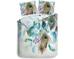 Heckettlane Dekbedovertrek Zody - Bedlinnen met Veren print - 240x220 - Multi - Dekbedhoes van 100% Katoen-Satijn