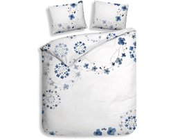 Heckettlane Dekbedovertrek Zoe - Dekbed met instopstrook - Wit - Dekbedovertrek van 100% Katoen-Satijn - Bloemen - 240x200-220 cm + 2 slopen 60/70 cm - Zakynthos