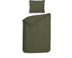 Heckettlane Franela Dekbedovertrek - Eenpersoons - Flanel - 140x200-220cm - Groen