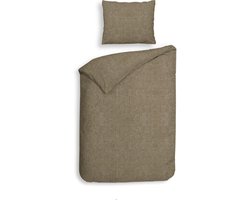 Heckettlane Franela Dekbedovertrek - Eenpersoons - Flanel - 140x200-220cm - Taupe