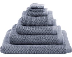 Heckettlane Gastendoekje Grant - Toilet Handdoek van 100% Katoen - 30x50 cm - Klein handoekje voor WC 3 Stuks - Blauw
