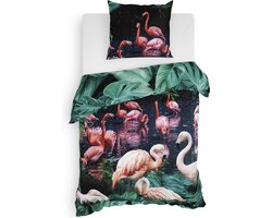 Heckettlane Goran Dekbedovertrek - Eenpersoons - Katoensatijn - 140x200-220cm - Groen