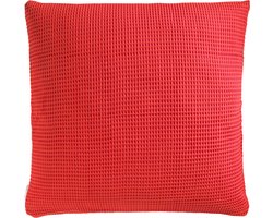 Heckettlane Kussensloop Wafel - Kussenhoes van 50x50 cm - 1 stuk - 100% Katoen - Rood