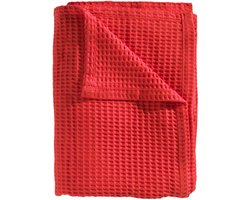 Heckettlane Plaid Wafel - Warme deken voor op de bank - Katoen - 180x260 - Rood