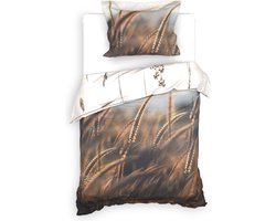 Heckettlane Soari Dekbedovertrek - Eenpersoons - Katoensatijn - 140x200-220cm - Natural