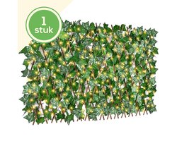 Hedera Kunsthaag met LED Verlichting- Uitschuifbaar tot 2.30m - Voor Binnen en Buiten - Tuinscherm - Kamer Decoratie voor Huis en Tuin