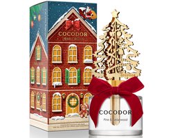 Heerlijk KERST geur diffuser met rietstokken – PINE AND CADERWOOD huisparfum - met deco- winter bos - 200ml