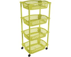 Hega Hogar Keuken opberg trolley - 4 manden - groen - 86 x 41 cm - roltafel