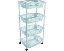 Hega Hogar Keuken opberg trolley - 4 manden - licht blauw - 86 x 41 cm - roltafel