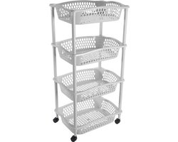 Hega Hogar Keuken opberg trolley - 4 manden - licht grijs - 86 x 41 cm - roltafel