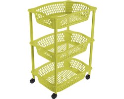 Hega Hogar Keuken opberg trolley - 4 manden - limoen groen - 86 x 41 cm - roltafel