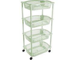 Hega Hogar Keuken opberg trolley - 4 manden - mintgroen - 86 x 41 cm - roltafel