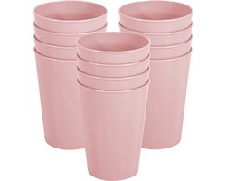 Hega Hogar Onbreekbare drinkglazen - set 12x stuks - kunststof - lichtroze - 300 ml - camping/outdoor/kinderen - limonade glazen