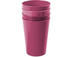 Hega Hogar Onbreekbare drinkglazen - set 4x stuks - kunststof - fuchsia roze - 300 ml - camping/outdoor/kinderen - limonade glazen
