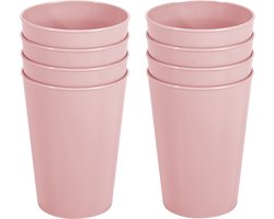 Hega Hogar Onbreekbare drinkglazen - set 8x stuks - kunststof - lichtroze - 300 ml - camping/outdoor/kinderen - limonade glazen