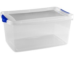 Hega Hogar Opbergbox - 13 liter - 40 x 27 x 19 cm - kunststof - grijs/transparant - met deksel