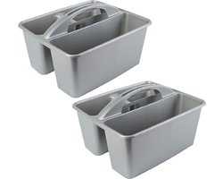 Hega Hogar Opbergbox - 2x - kunststof - 6L - met handvat - opbergdoos - mand - Opbergbakken voor schoonmaakspullen