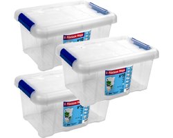 Hega Hogar Opbergbox - 4x - met deksel - 29 x 20 x 15 cm - 5 Liter - Opbergbakken - Transparant