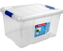 Hega Hogar Opbergbox - met deksel - 39 x 29 x 21 cm - 16 Liter - Opbergbakken - Transparant