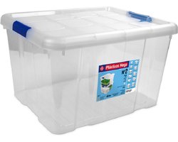 Hega Hogar Opbergbox - met deksel - 42 x 35 x 25 cm - 25 Liter - Opbergbakken - Transparant