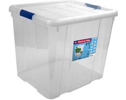 Hega Hogar Opbergbox - met deksel - 42 x 35 x 35 cm - 35 Liter - Opbergbakken - Transparant