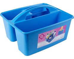 Hega Hogar opbergbox/opbergmand - blauw - met handvat - 6 liter - kunststof - 31 x 26,5 x 18 cm - voor schoonmaakspullen