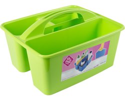 Hega Hogar opbergbox/opbergmand - groen - met handvat - 6 liter - kunststof - 31 x 26,5 x 18 cm - voor schoonmaakspullen