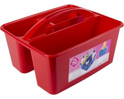 Hega Hogar opbergbox/opbergmand - rood - met handvat - 6 liter - kunststof - 31 x 26,5 x 18 cm - voor schoonmaakspullen