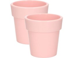 Hega Hogar Plantenpot - Set van 2x stuks - lichtroze - kunststof - 25 x 25 cm - binnen/buiten