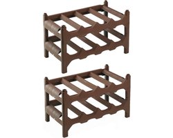 Hega Hogar Wijnfles rek - 2x stuks - 41 x 24 x 24 cm - voor 8 flessen - Kunststof - flessenrek - wijnrek