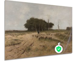 Heide bij Laren - Anton Mauve muurdecoratie - Schapen poster - Poster Dieren - Wanddecoratie klassiek - Poster slaapkamer - Decoratie woonkamer poster105x70 cm