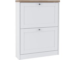 Heide-Schoenenkast met 2 kleppen in eikenlook wit