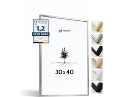 Heimlich Fotolijst 30x40 cm - Posterlijst Metaal Zilver - Wandhangend - Onbreekbaar Kunststof Glas