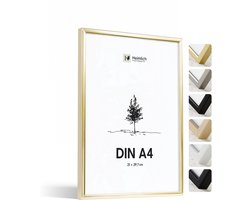 Heimlich Fotolijst A4 (21x29,7 cm) - Metaal Goud - Staand en Wandhangend - Onbreekbaar Kunststof Glas