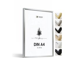Heimlich Fotolijst A4 (21x29,7 cm) - Metaal Zilver - Staand en Wandhangend - Onbreekbaar Kunststof Glas