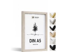 Heimlich Fotolijst A5 (14,8x21 cm) - Massief Hout Eiken - Staand en Wandhangend - Onbreekbaar Kunststof Glas