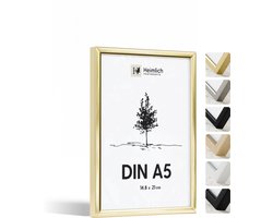 Heimlich Fotolijst A5 (14,8x21 cm) - Metaal Goud - Staand en Wandhangend - Onbreekbaar Kunststof Glas