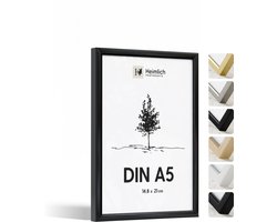 Heimlich Fotolijst A5 (14,8x21 cm) - Metaal Zwart - Staand en Wandhangend - Onbreekbaar Kunststof Glas