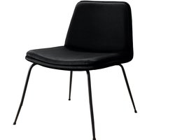 Heine-Loungestoel met metalen poten in fluweel zwart